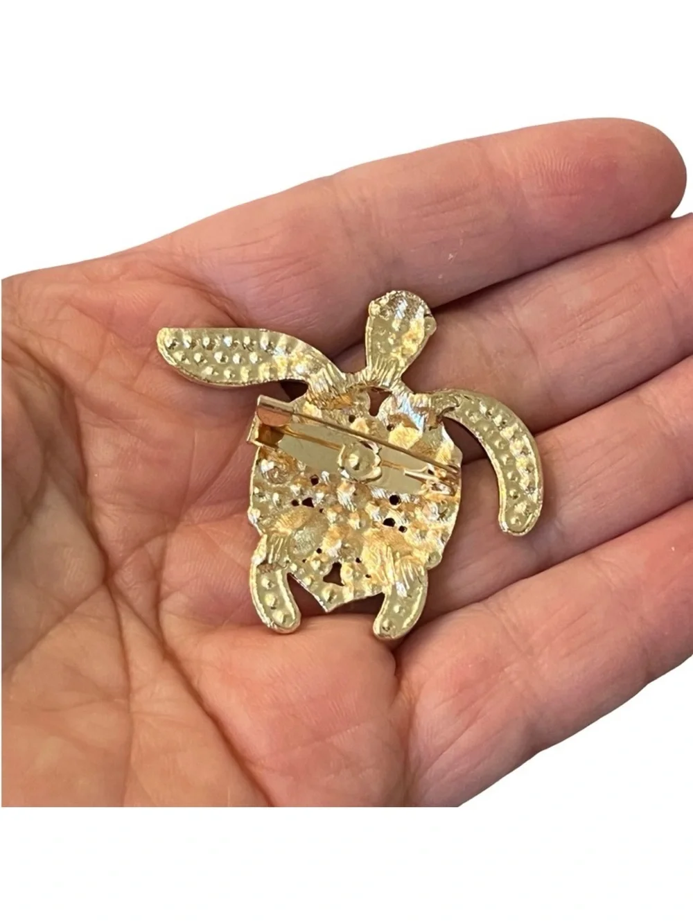 Crystal Sea Turtle Brooch in Light Purple and Gold FINAL PRICE DROP